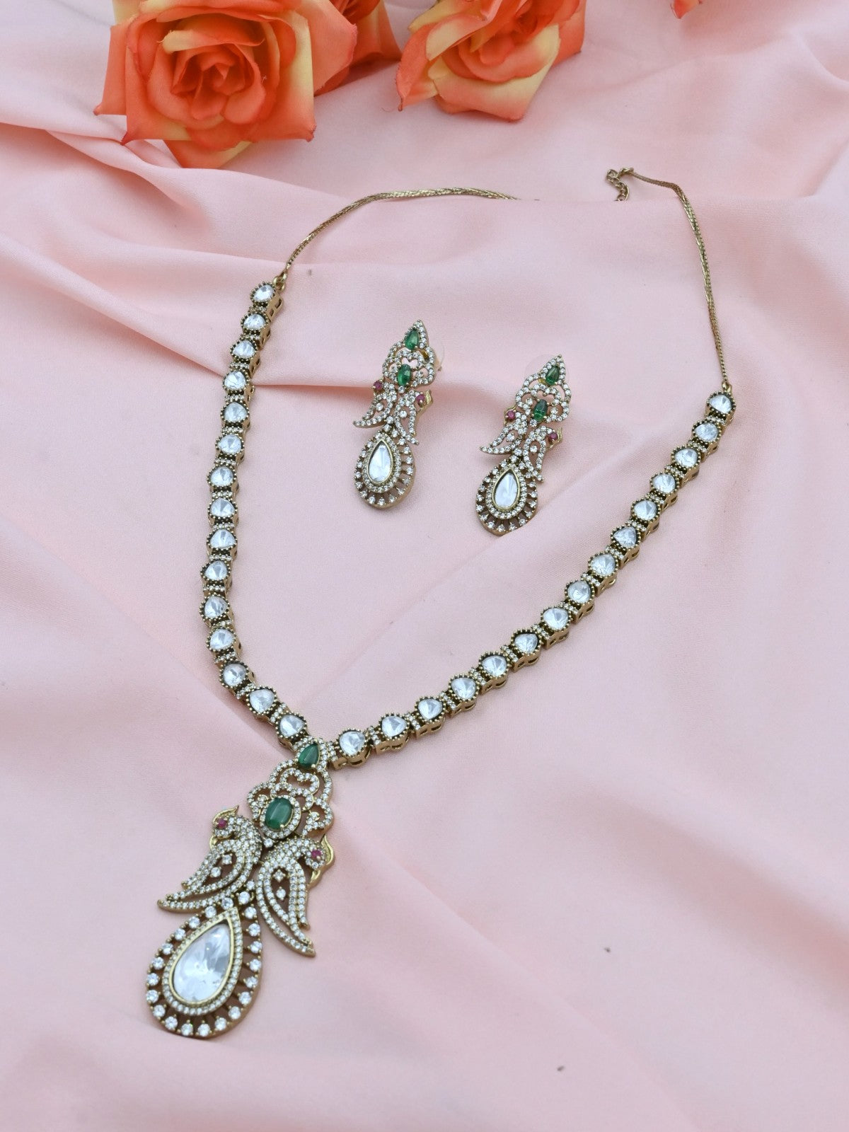 Peacock Royale AD Necklace Set
