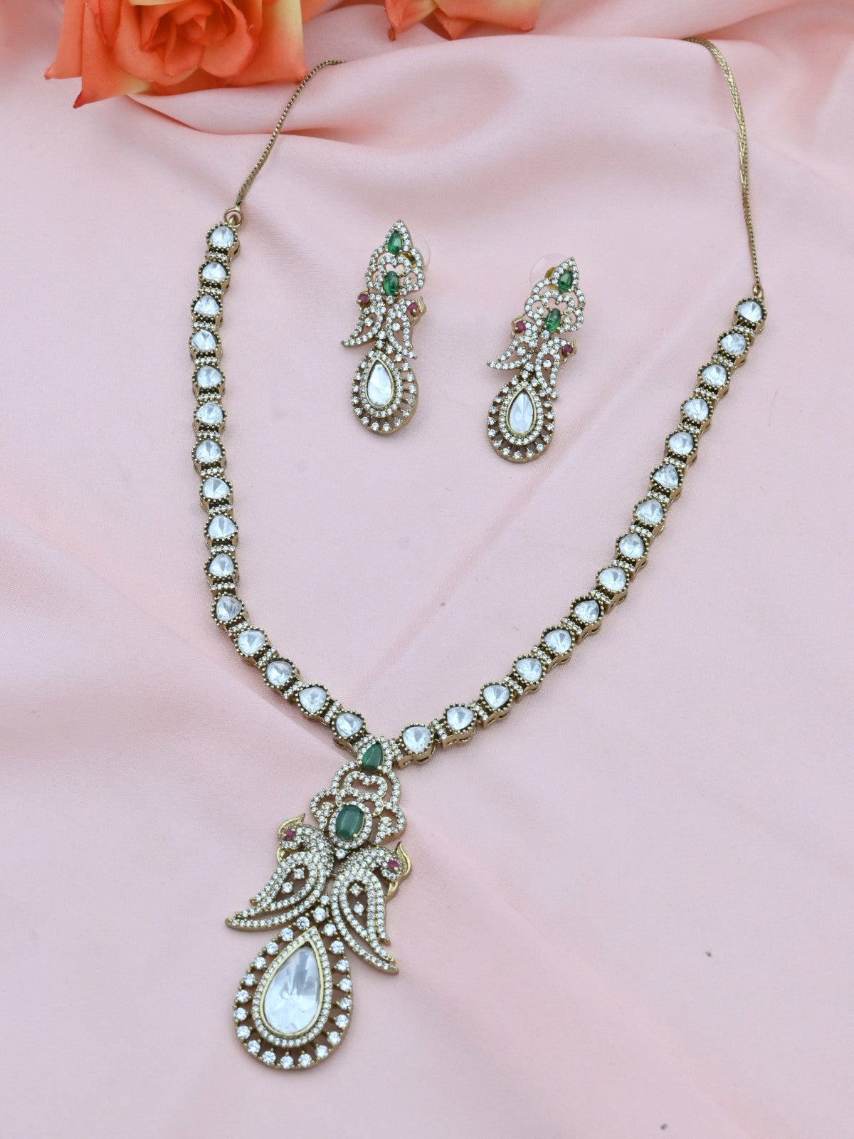 Peacock Royale AD Necklace Set