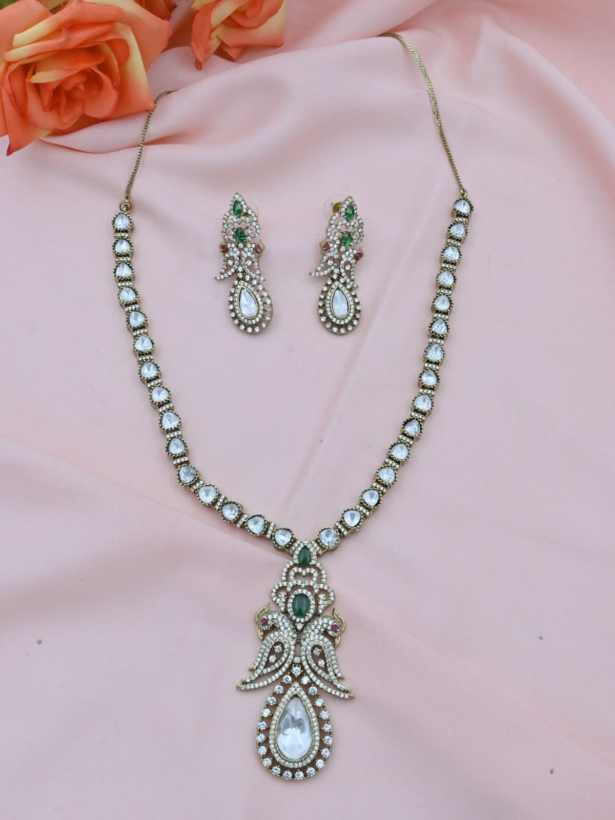Peacock Royale AD Necklace Set