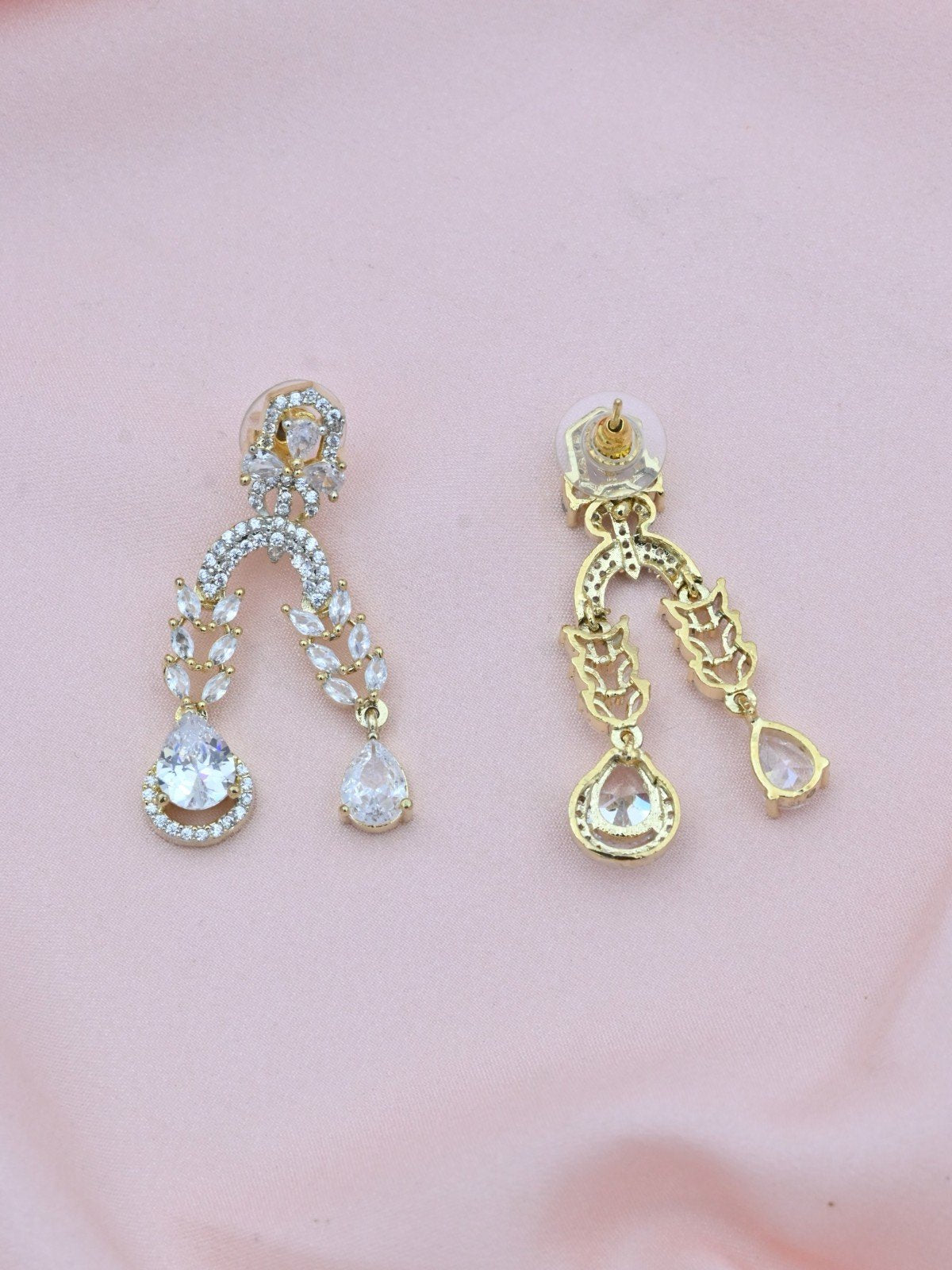 Twin Charm American Diamond Necklace Set