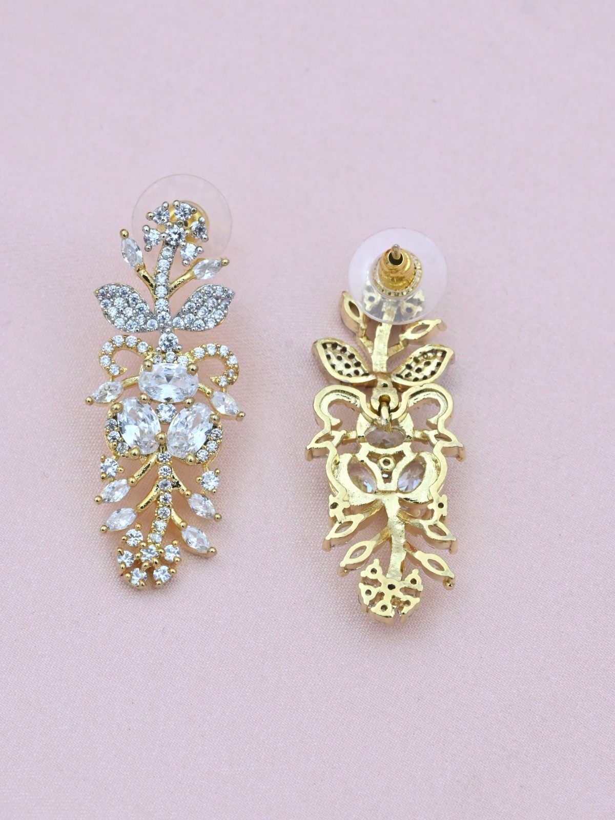Floral Leaf American Diamond Necklace Set