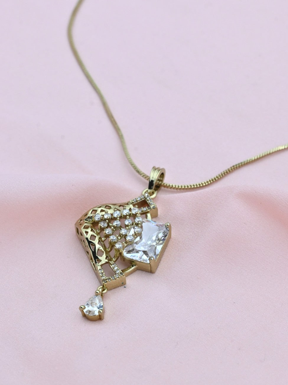 Glam Edge American Diamond Pendant Set