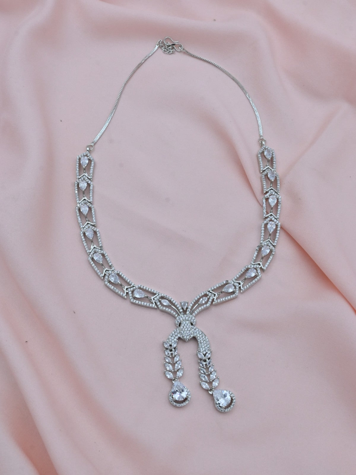Twin Charm American Diamond Necklace Set