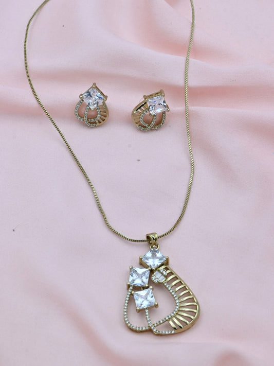 Radiant Trio American Diamond Pendant Set
