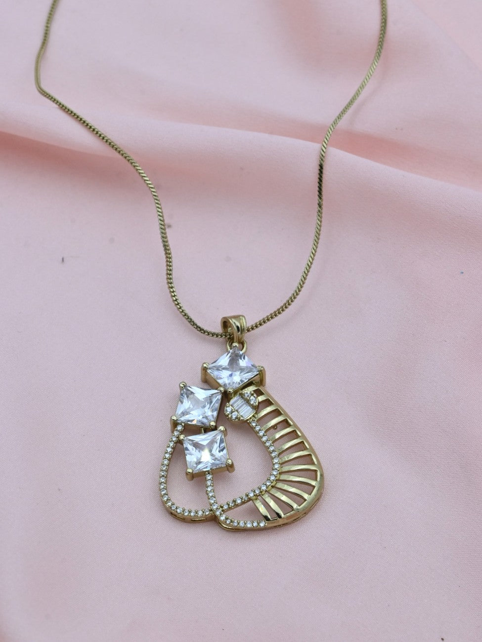 Radiant Trio American Diamond Pendant Set