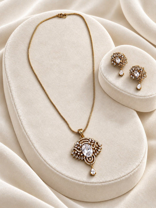Vintage Grace American Diamond Pendant Set