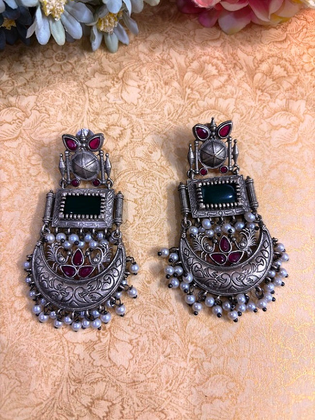 Royal Crescent Oxidised Earrings