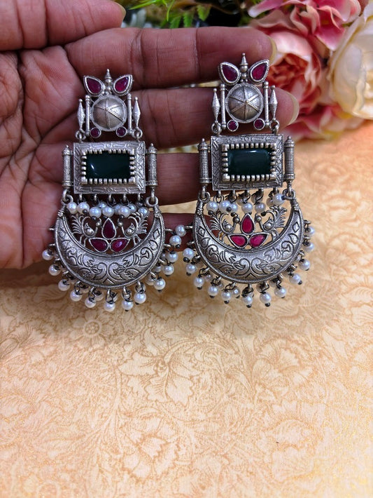 Royal Crescent Oxidised Earrings