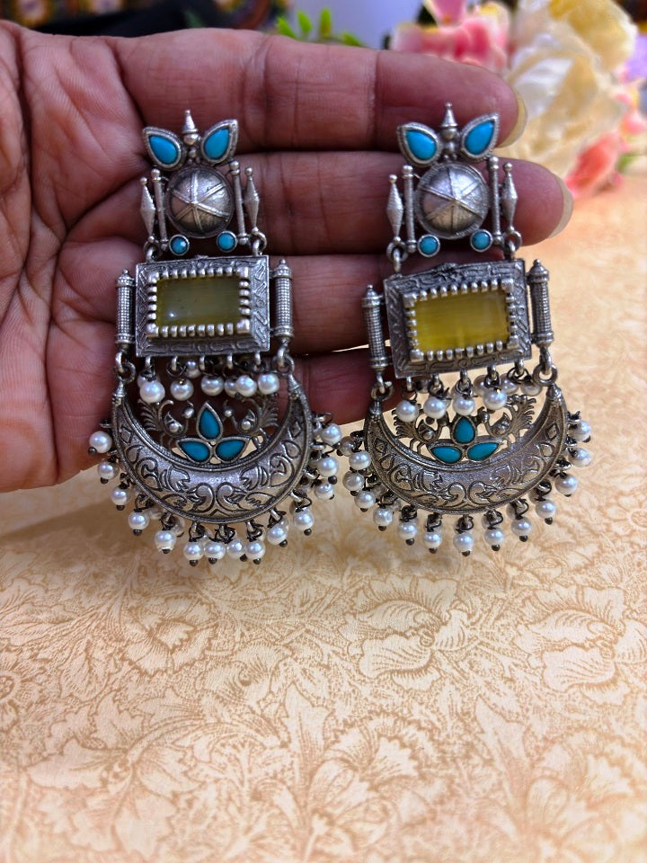 Royal Crescent Oxidised Earrings