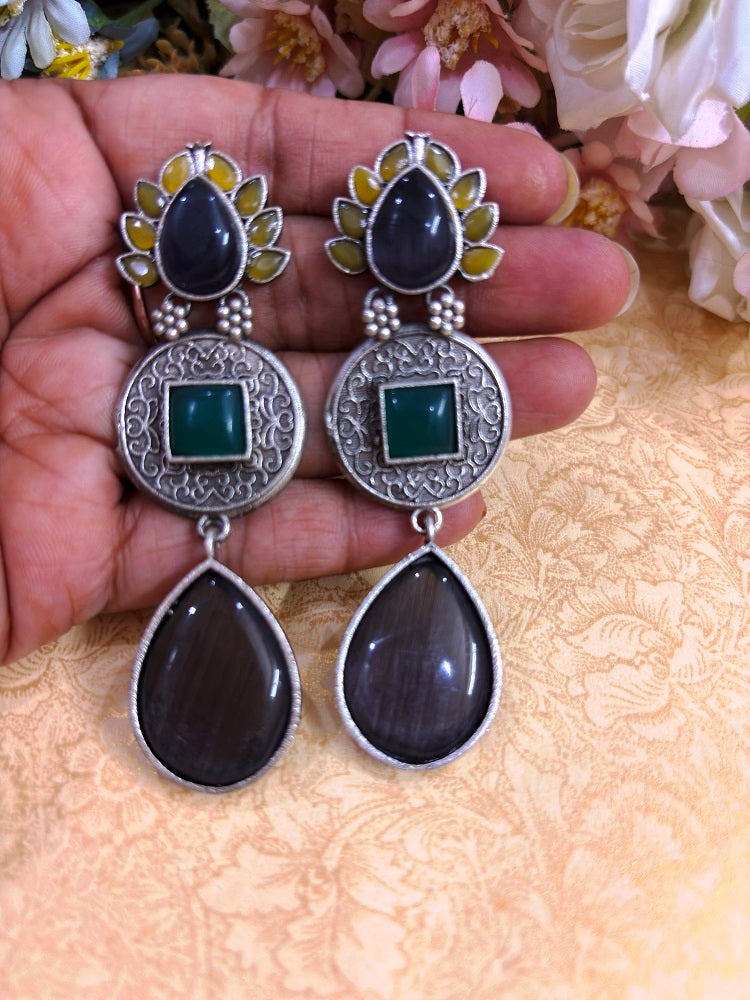 Timeless Elegance Oxidised Drop Earrings