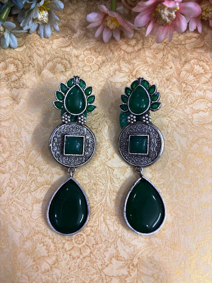 Timeless Elegance Oxidised Drop Earrings