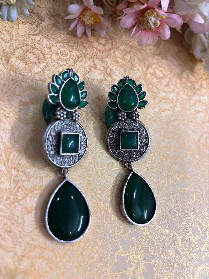 Timeless Elegance Oxidised Drop Earrings