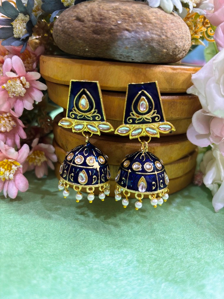 Royal Blue Jhumka Earrings