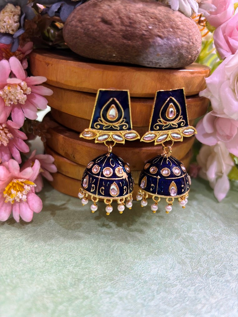 Royal Blue Jhumka Earrings