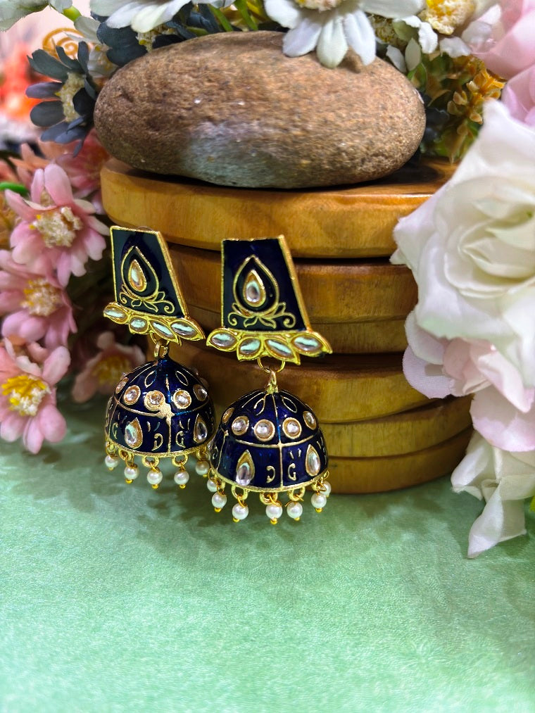 Royal Blue Jhumka Earrings