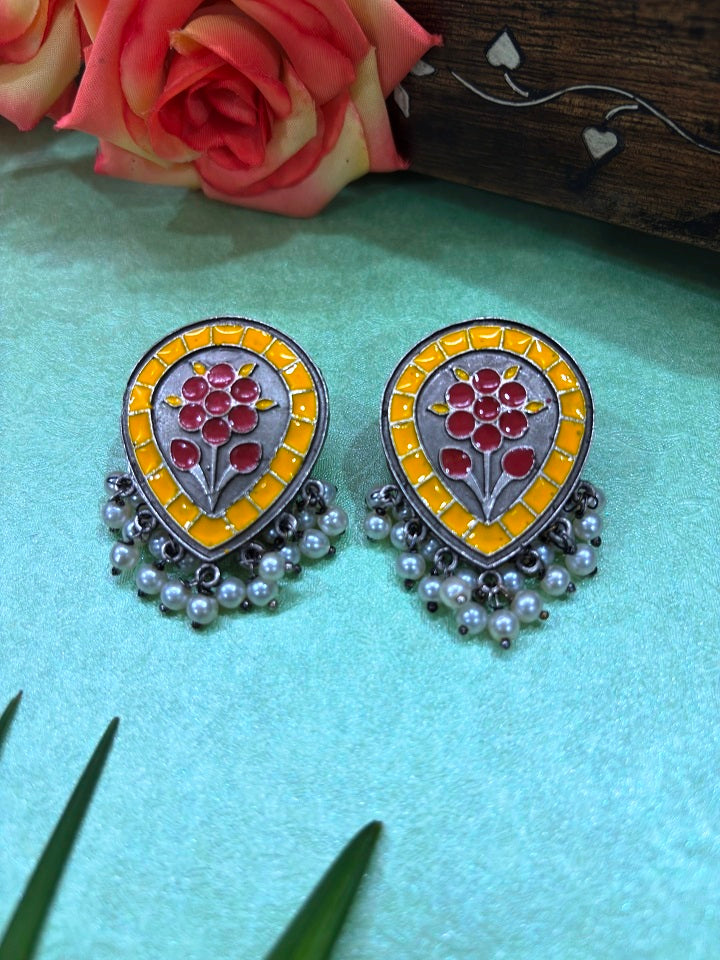 Meenakari Floral Stud Earrings