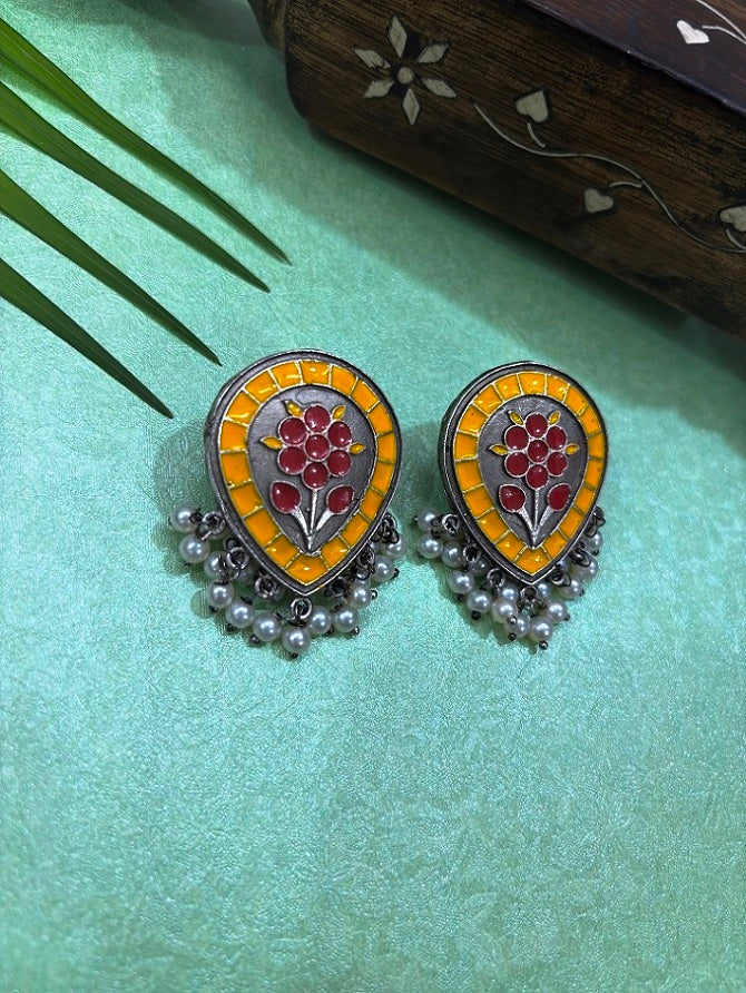 Meenakari Floral Stud Earrings