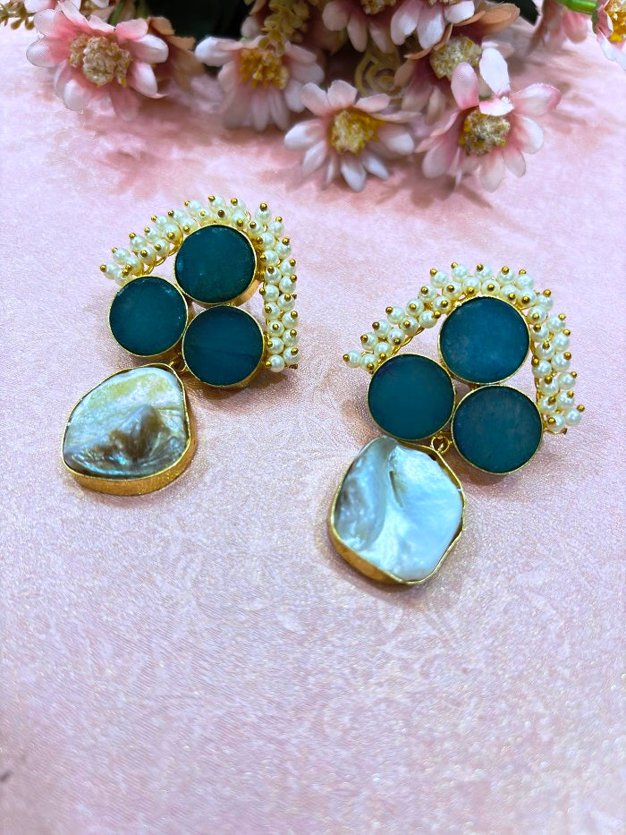 Pearl Cluster Drop Earrings