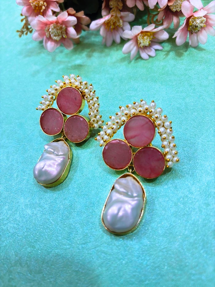 Pearl Cluster Drop Earrings