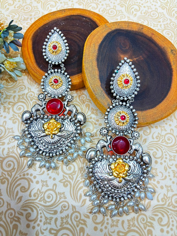 Regal Rose Crescent Earrings