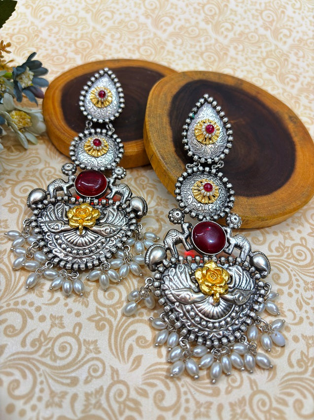 Regal Rose Crescent Earrings