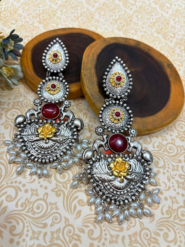 Regal Rose Crescent Earrings
