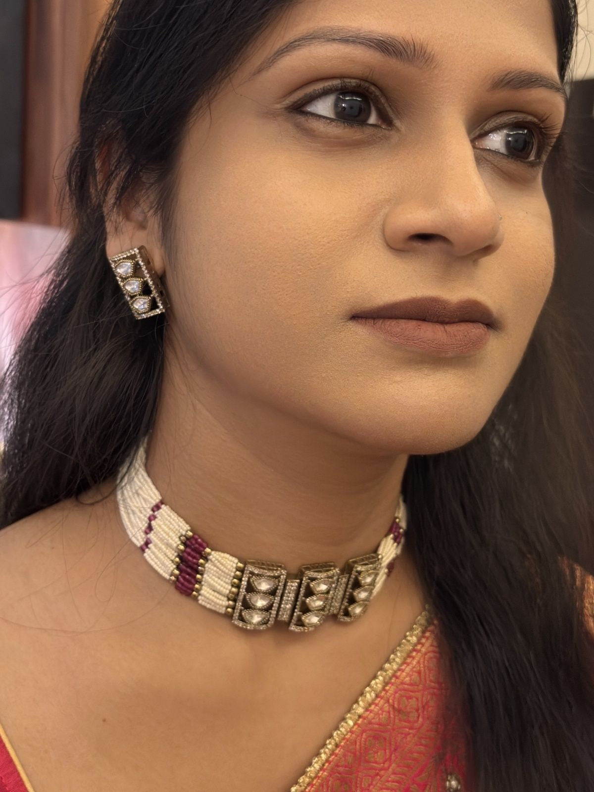 Eternal Ruby Pearl Choker Set