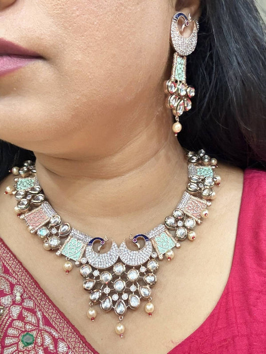 Statement Crescent Necklace Set with Earrings