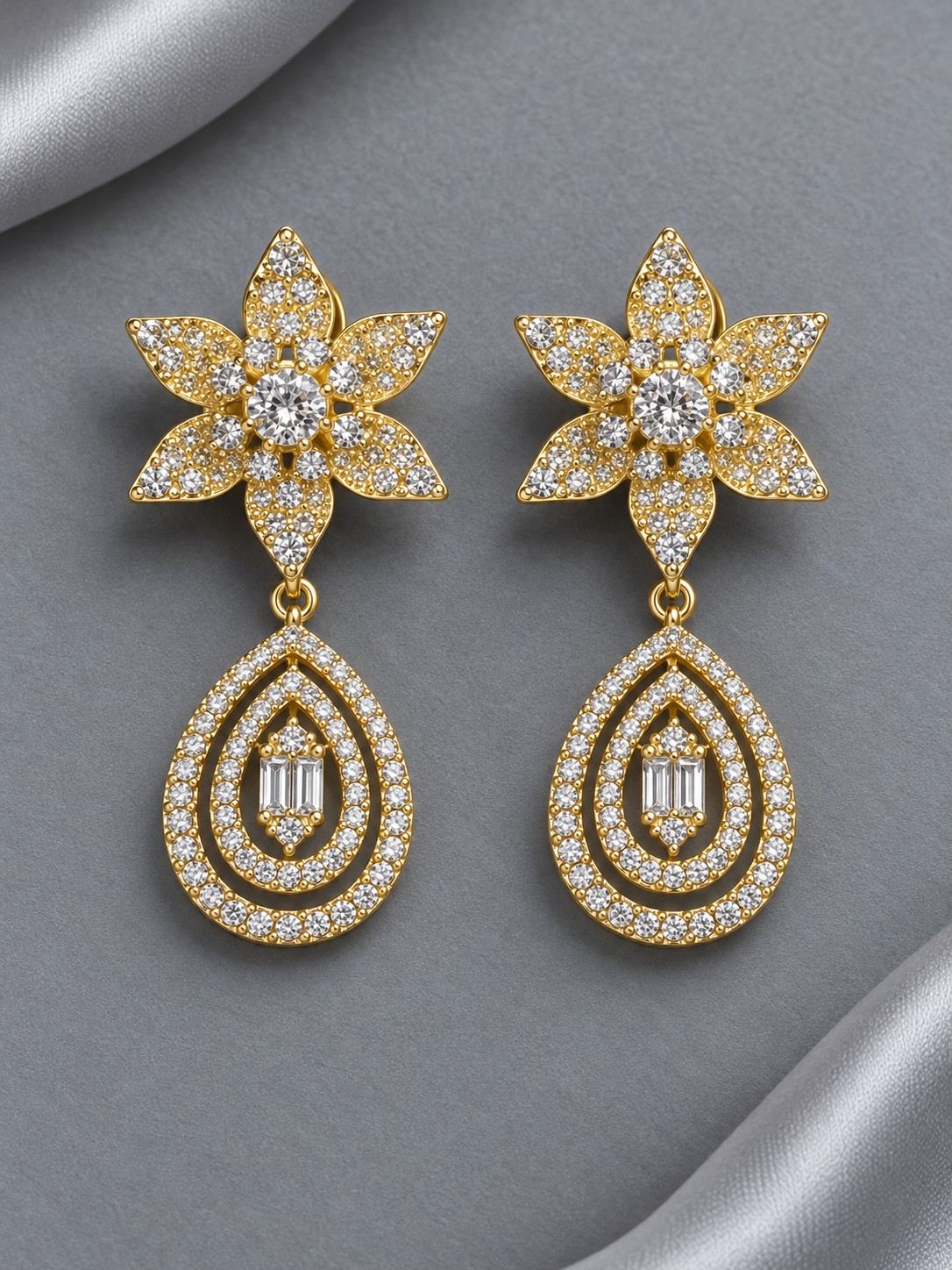 Golden Bloom CZ Necklace Set