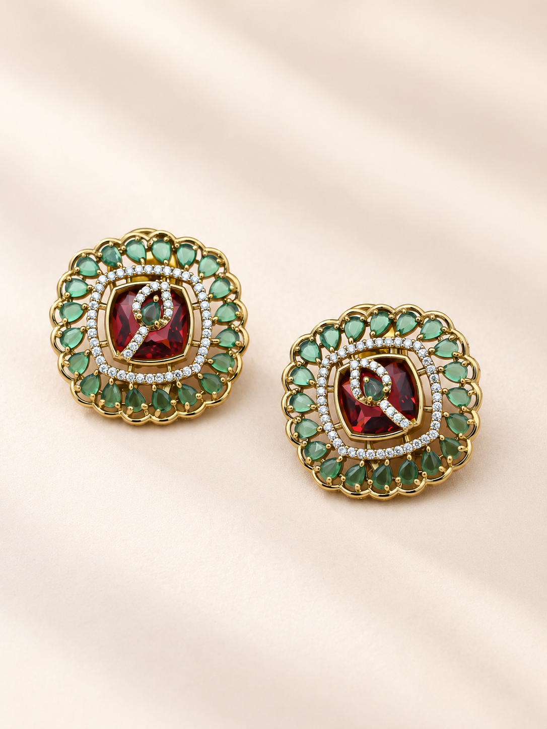 Jewel Bloom AD Stud Earrings