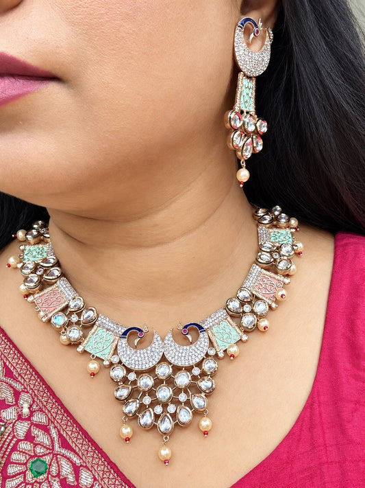 Statement Crescent Necklace Set with Earrings