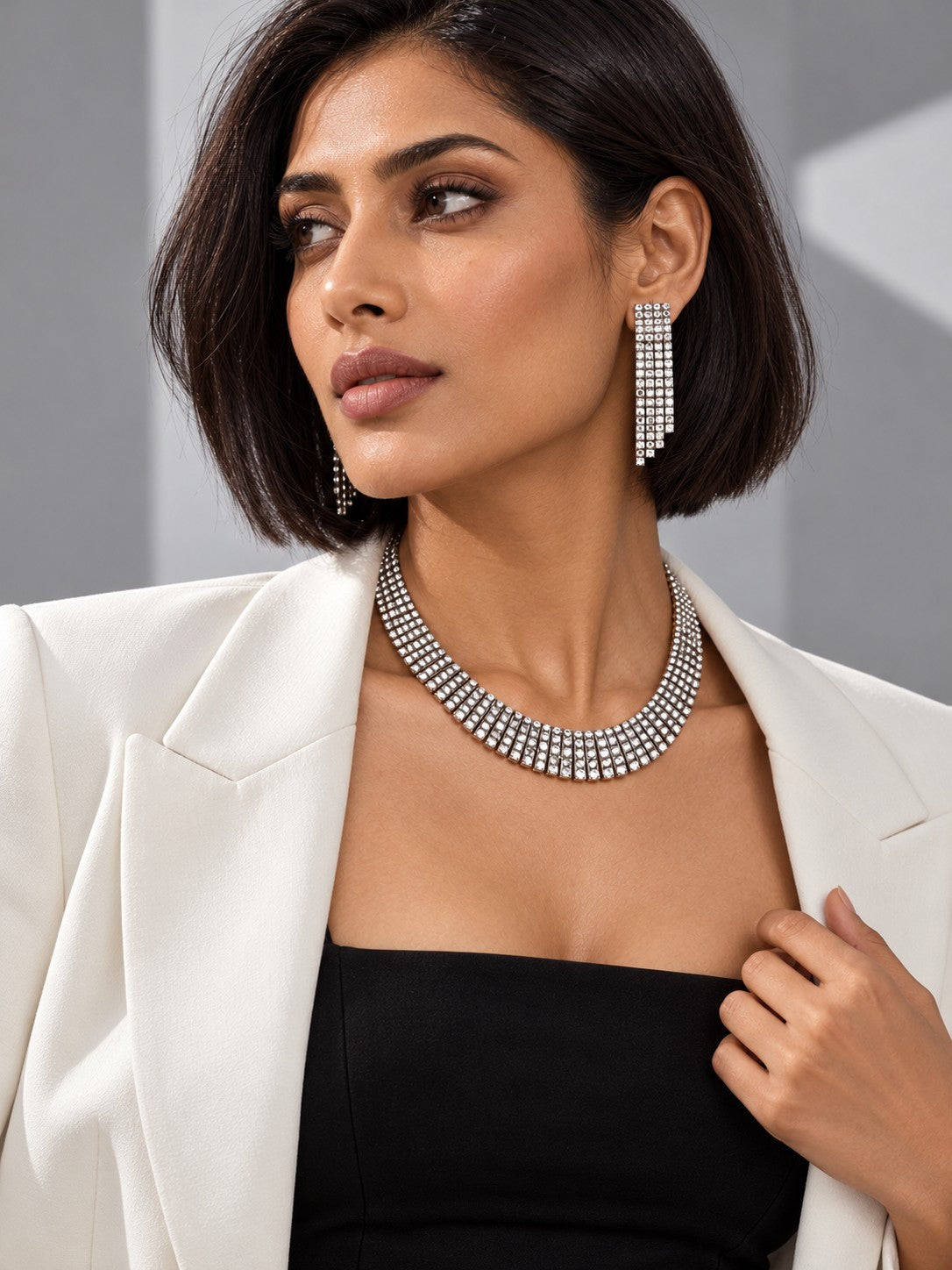 Radiant Grace Silver Necklace Set