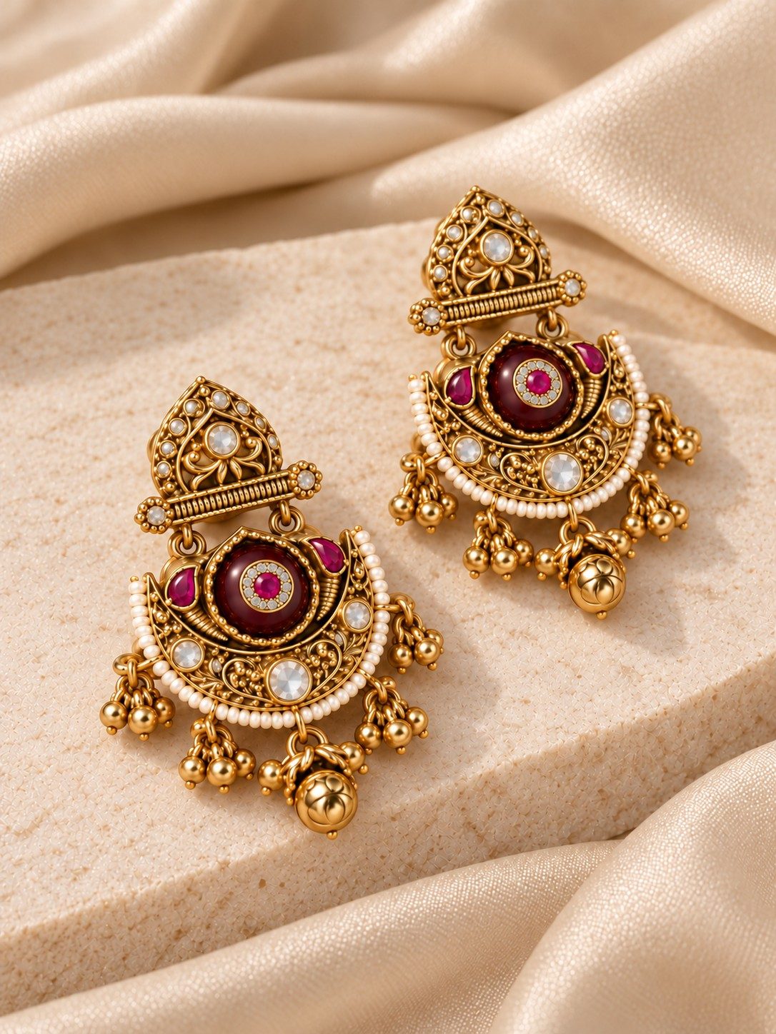 Viraasat Gold-Finish Drop Earrings