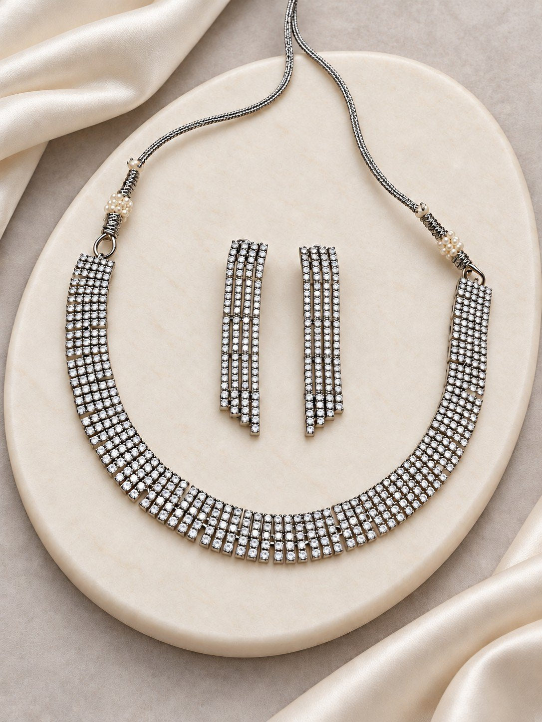 Radiant Grace Silver Necklace Set