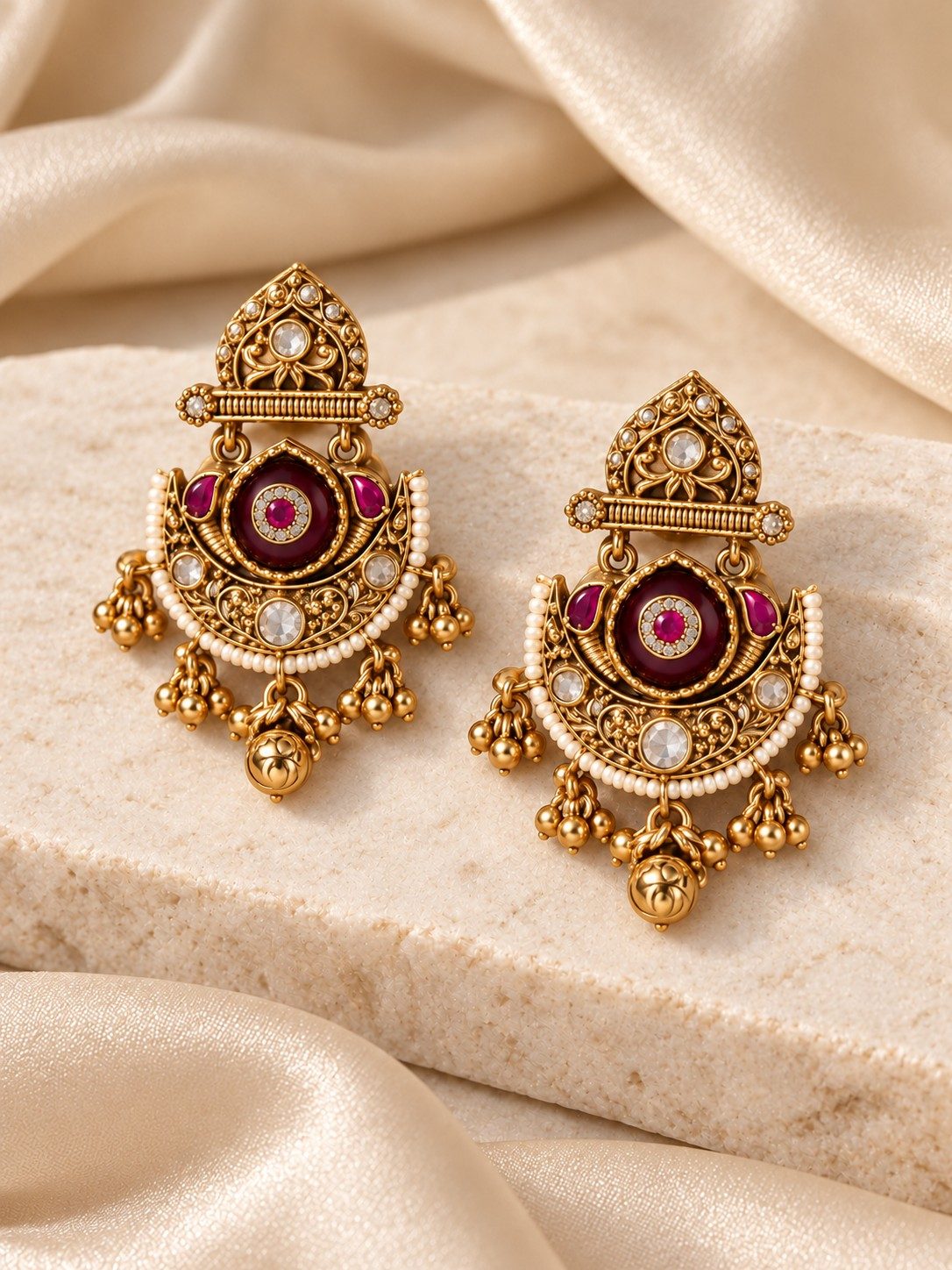 Viraasat Gold-Finish Drop Earrings