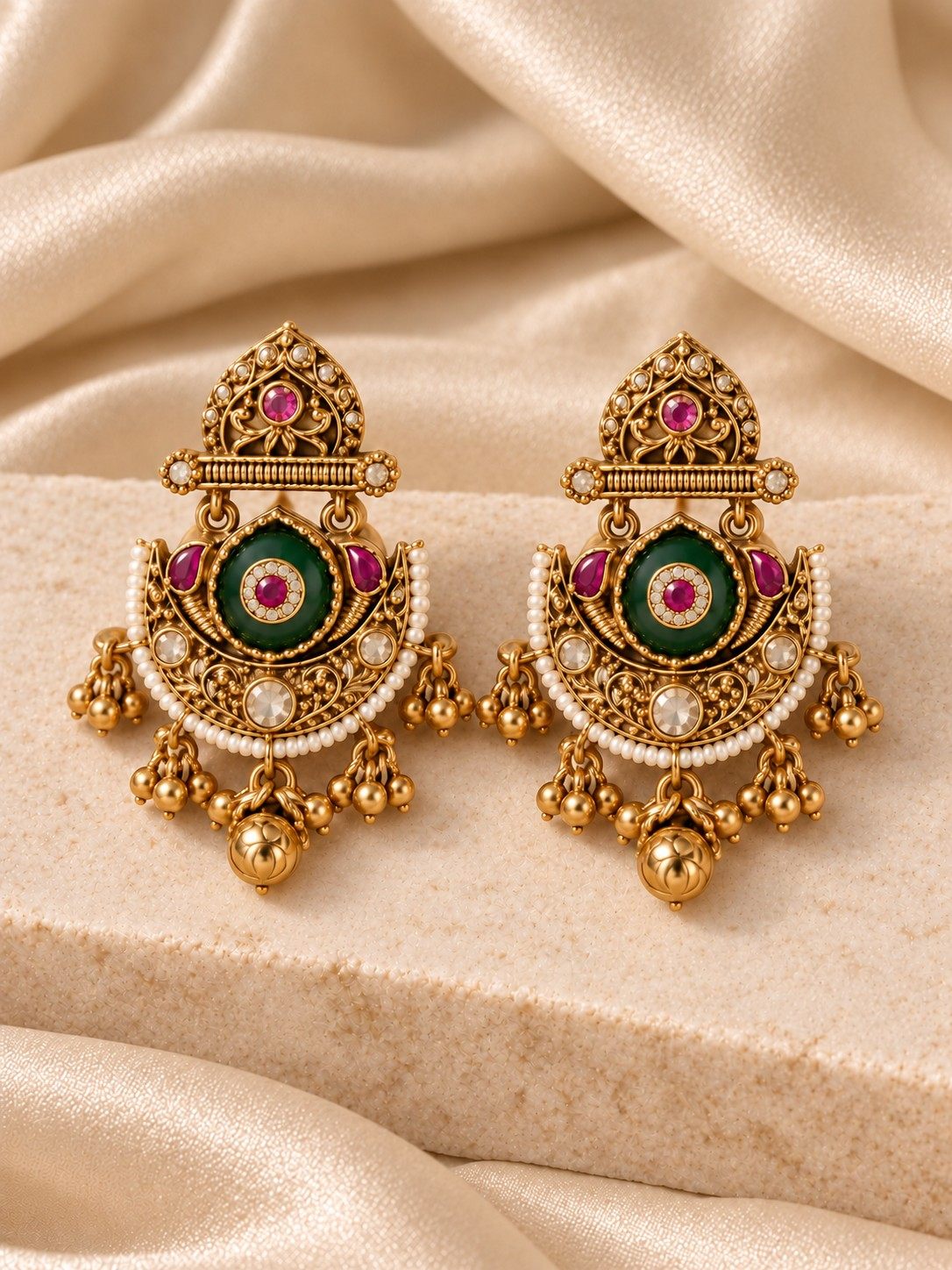 Viraasat Gold-Finish Drop Earrings