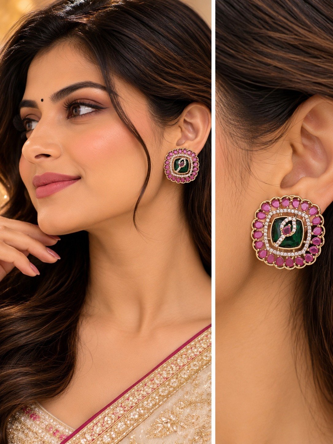 Jewel Bloom AD Stud Earrings
